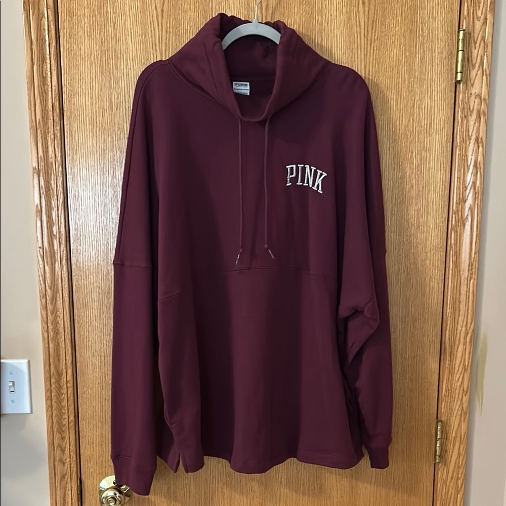 Victoria’s Secret Pink Varsity Cowl Neck Sweatshirt Sz XXL